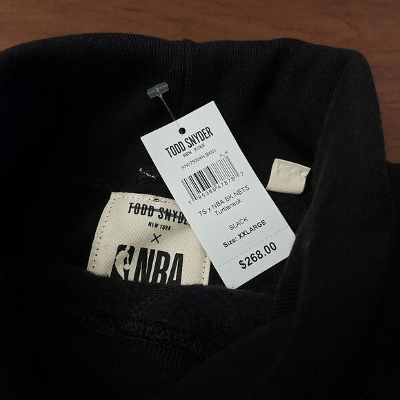 Todd Snyder X NBA Brooklyn Nets Turtleneck Sweatshirt Black Men's Size XXL - Picture 4 of 5